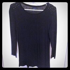 Cute sexy stretchy black shirt embellished junior